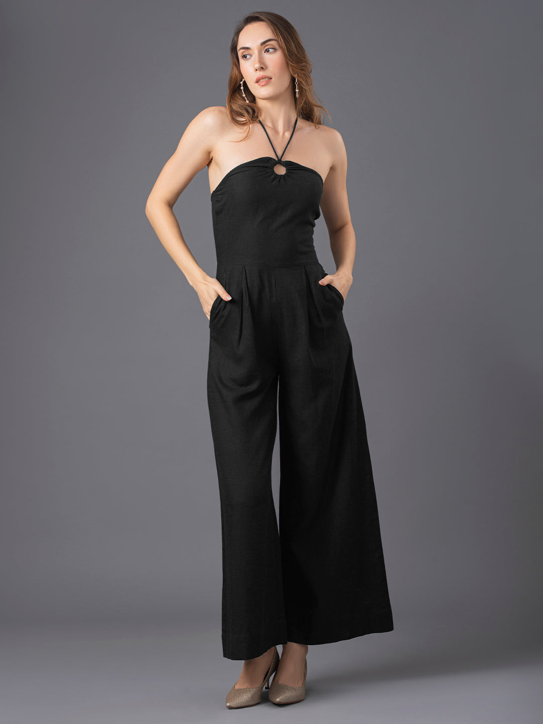 Aria Linen Jumpsuit - Black
