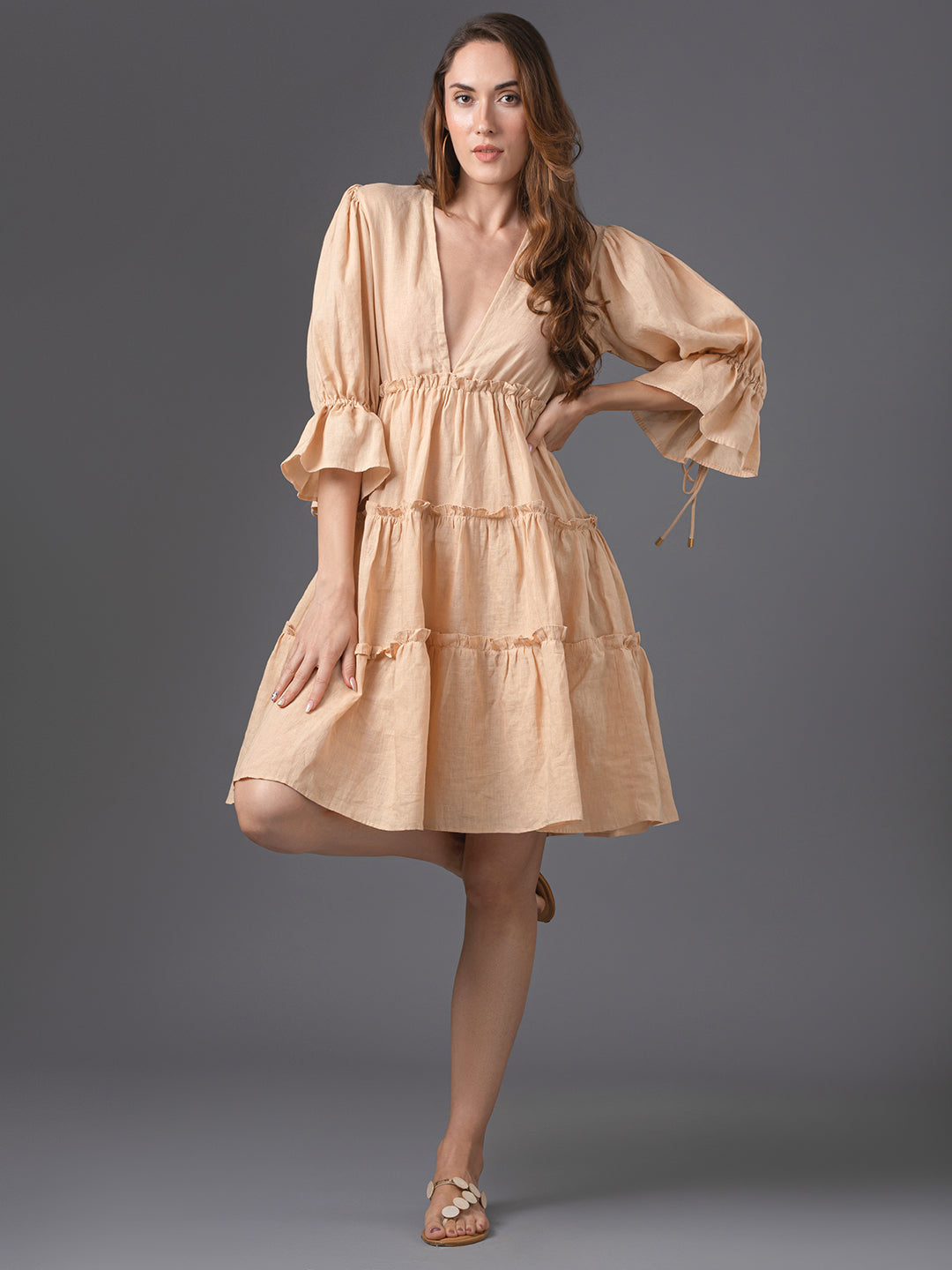 Emma Linen Mini Dress - Skin
