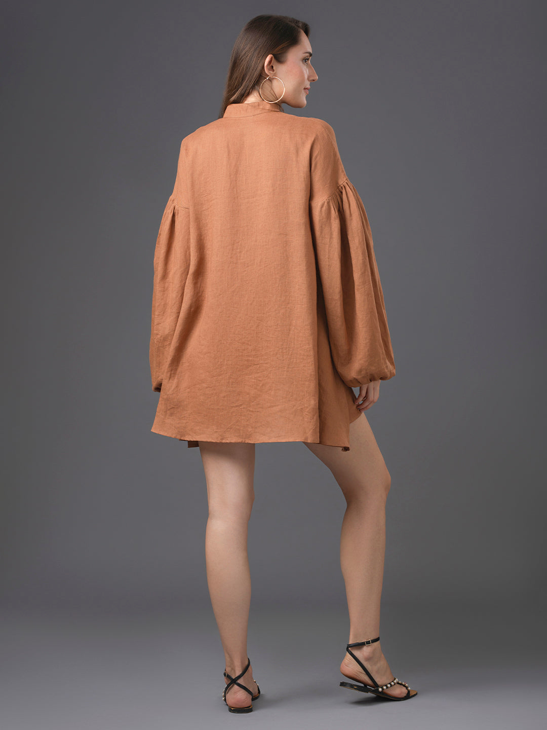 Faces Linen Shirt Dress-Caramel