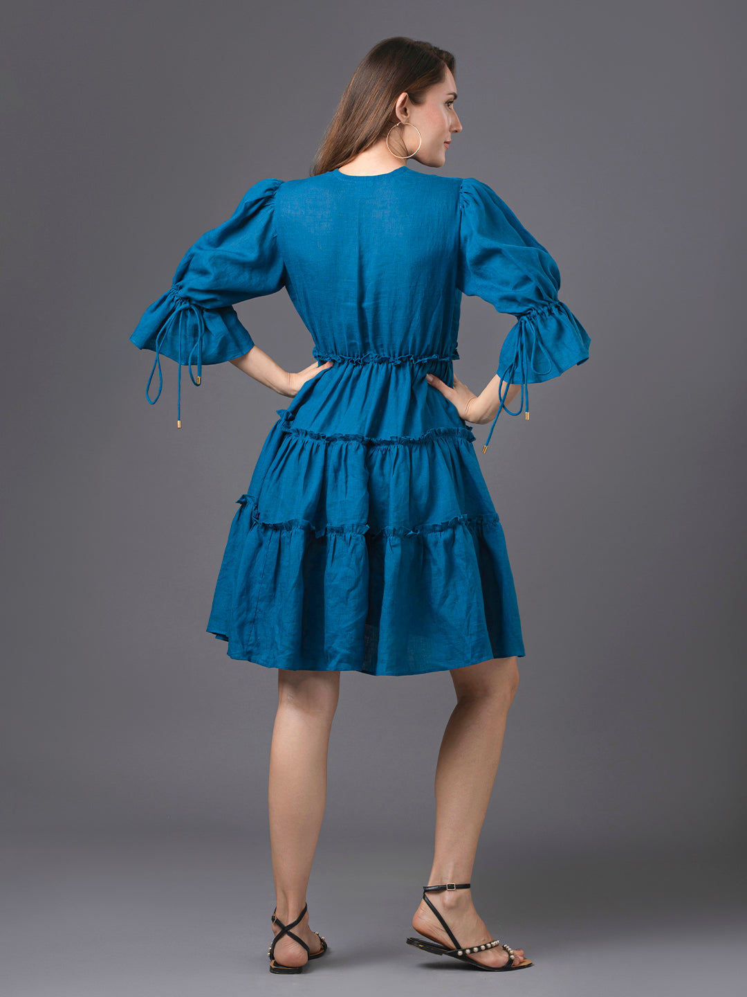 Emma Linen Mini Dress-Dodgers Blue