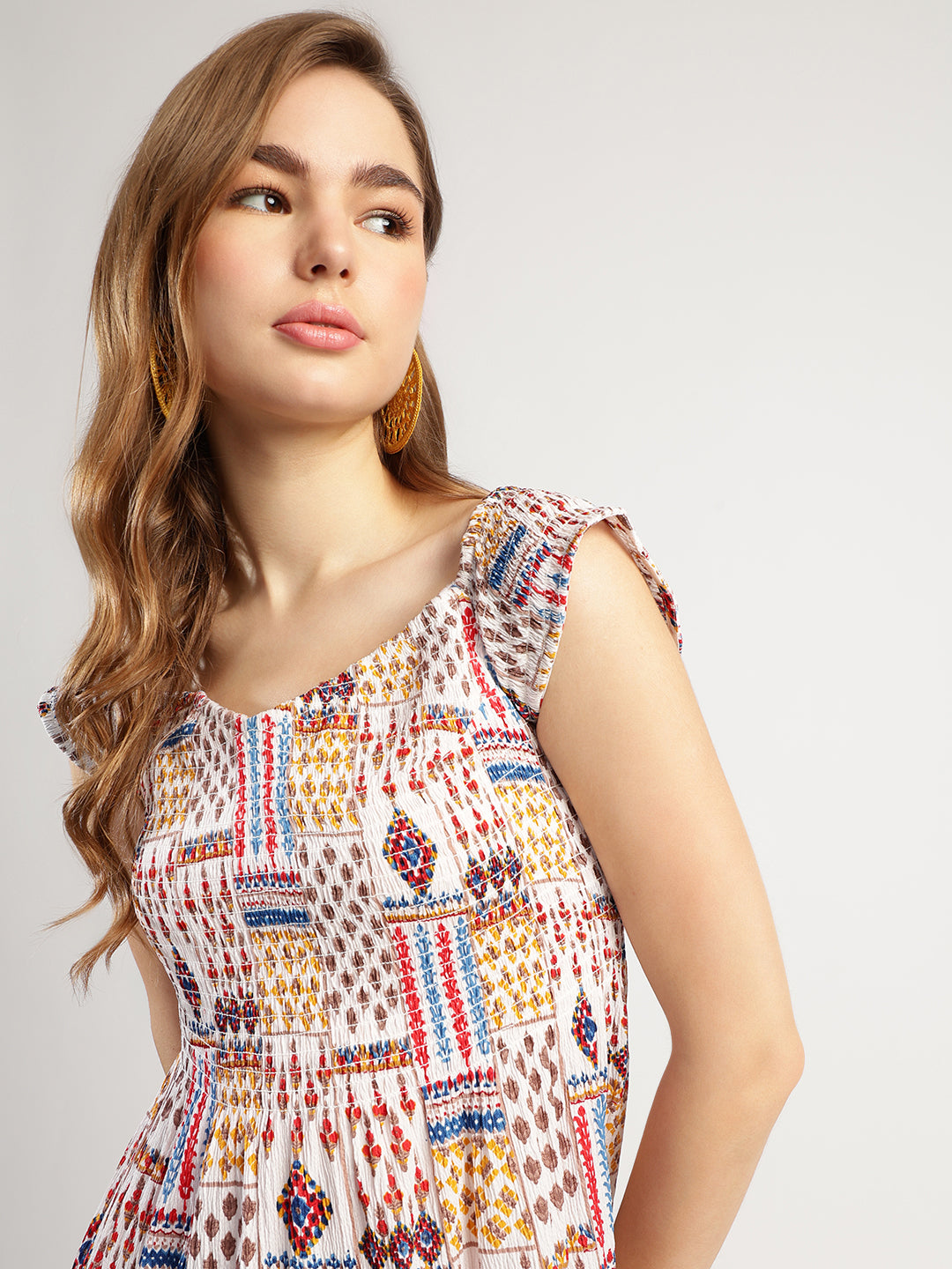 Boho Printed Sleeveless Maxi Dress for Women, Multicolour