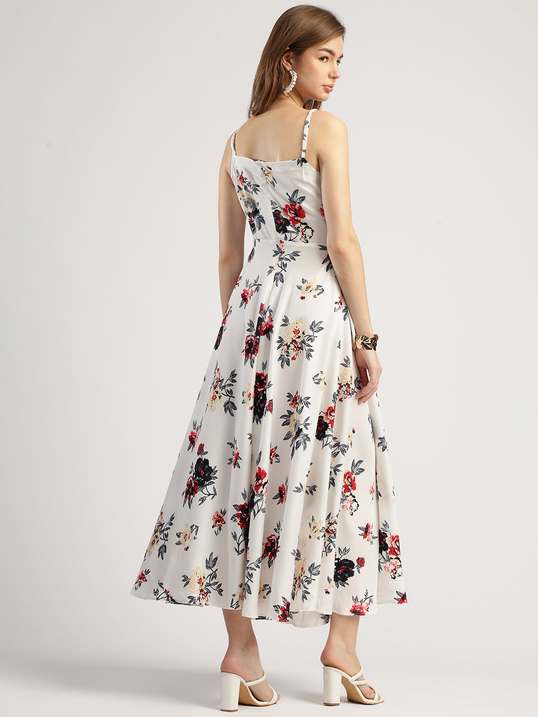 Women's Floral Print Maxi Dress, V-Neck, Sleeveless