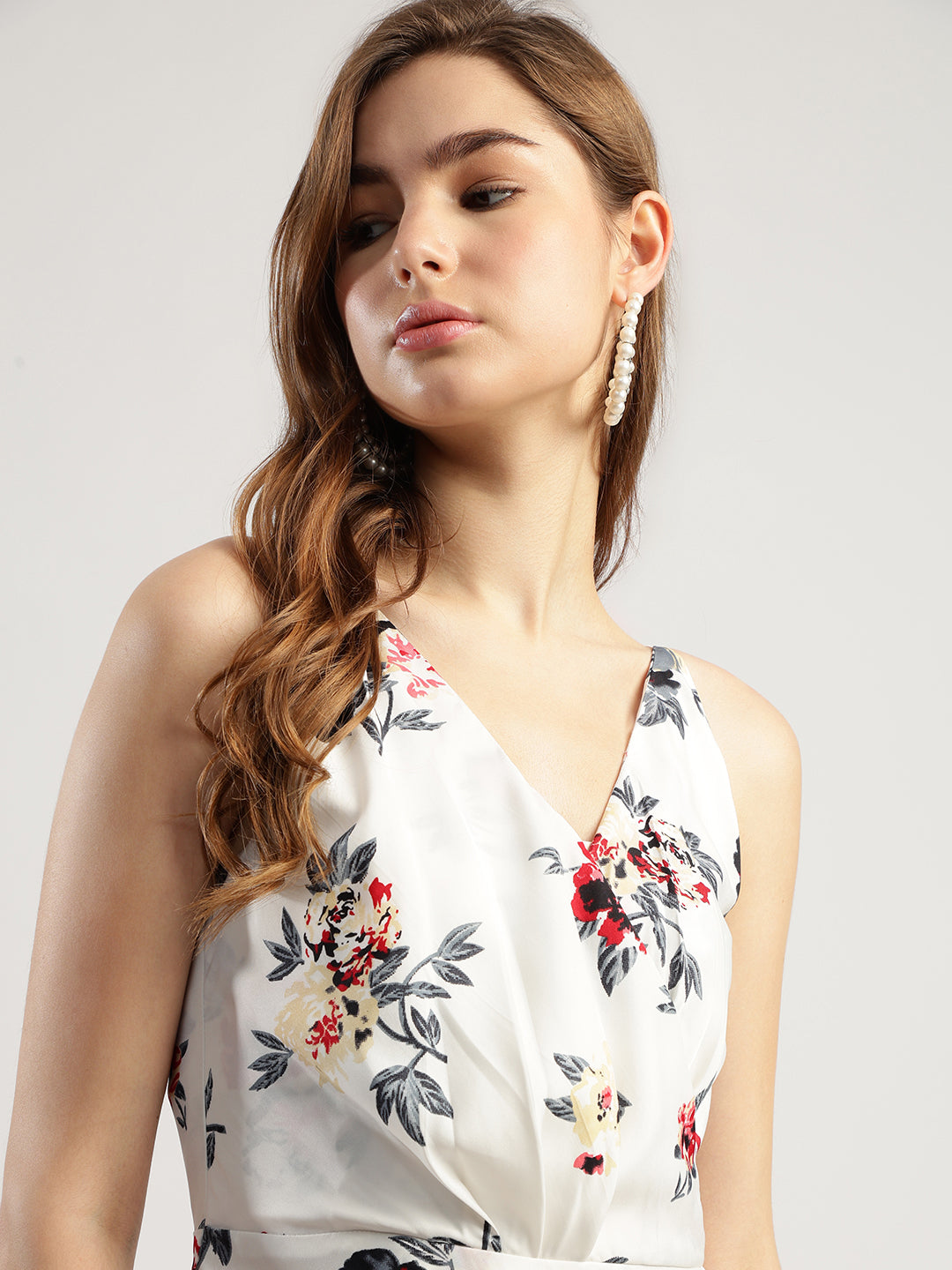 Women's Floral Print Maxi Dress, V-Neck, Sleeveless
