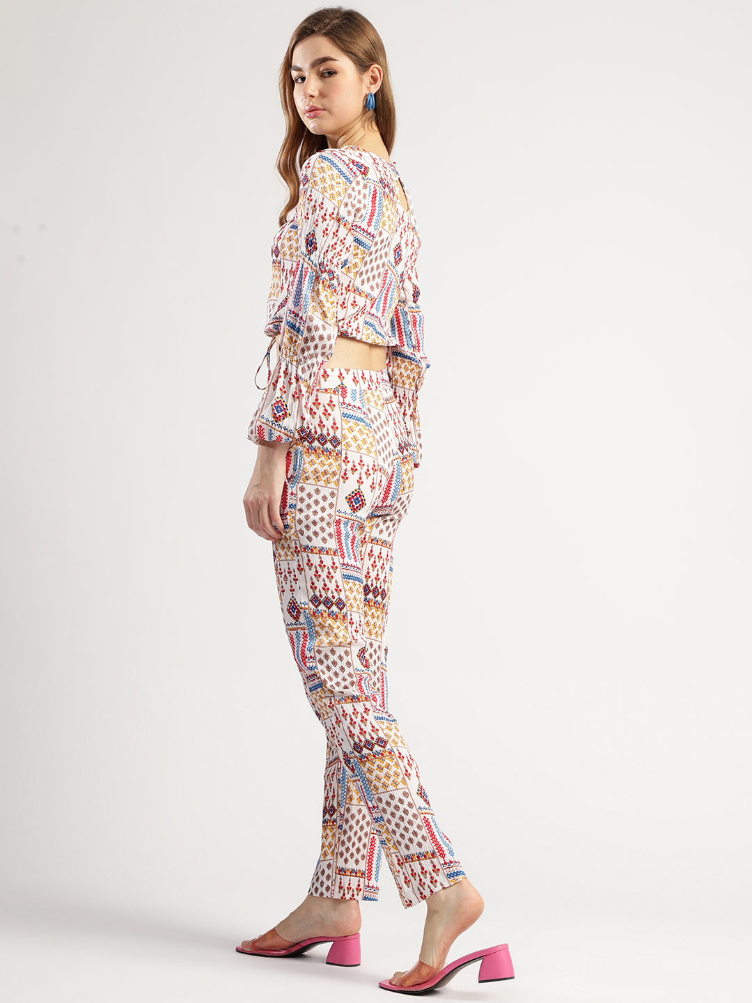 Stylish Western Wear Printed Crop Top and Matching Pant Set