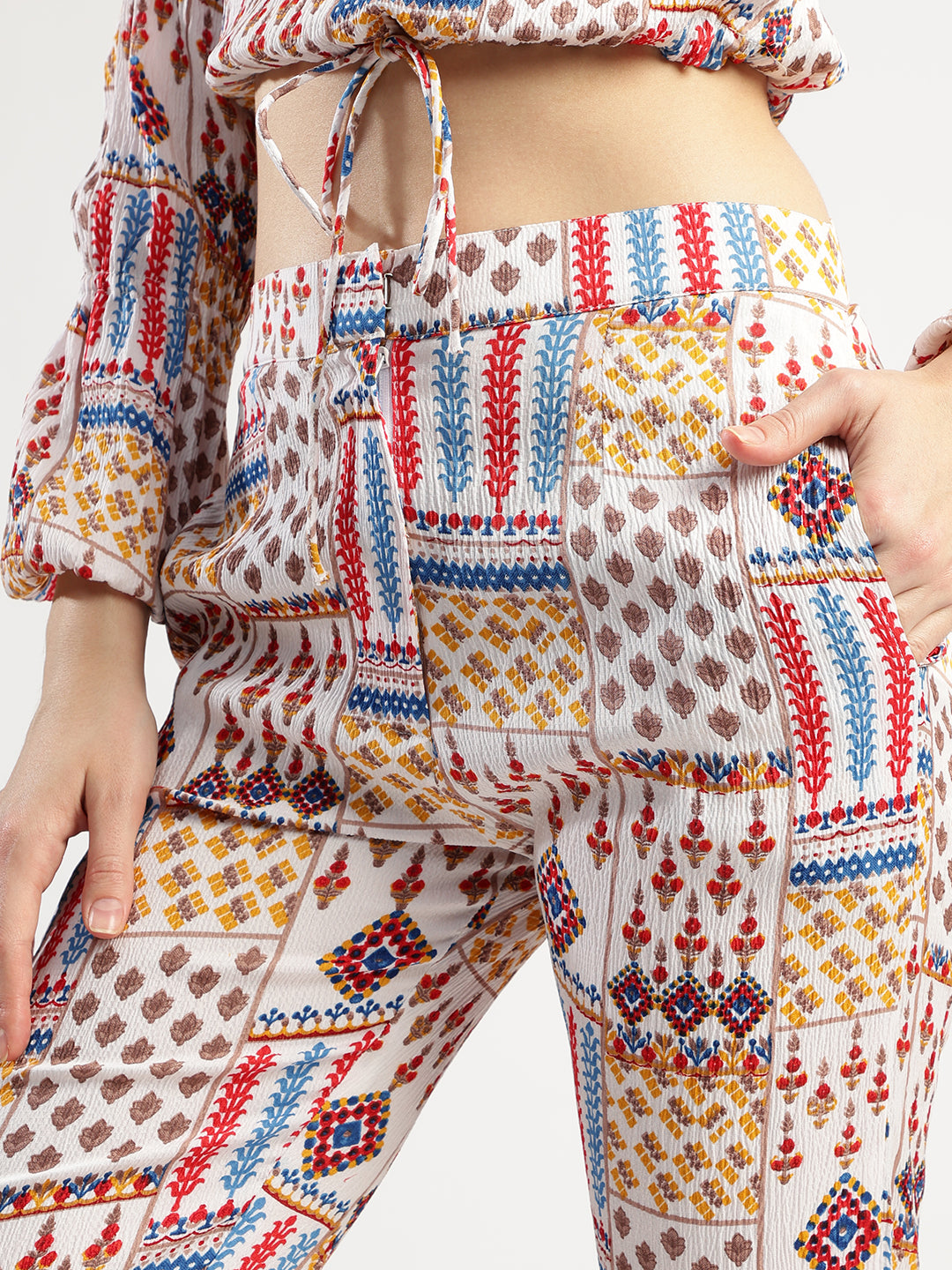 Stylish Western Wear Printed Crop Top and Matching Pant Set