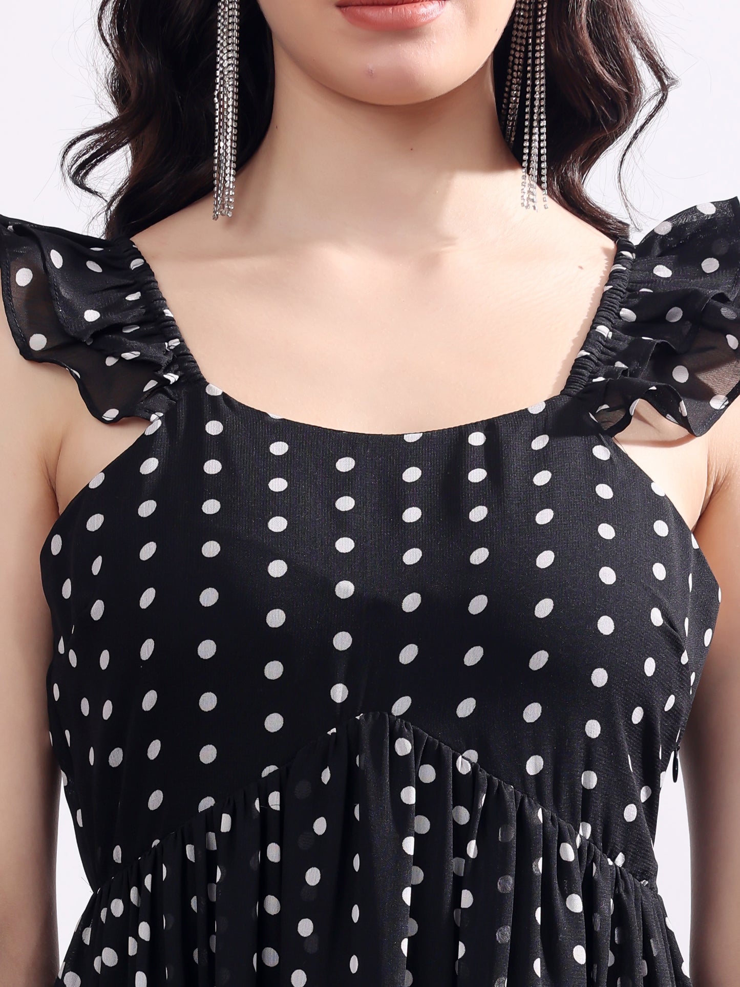 Women's Polka Dot Georgette Maxi Dress
