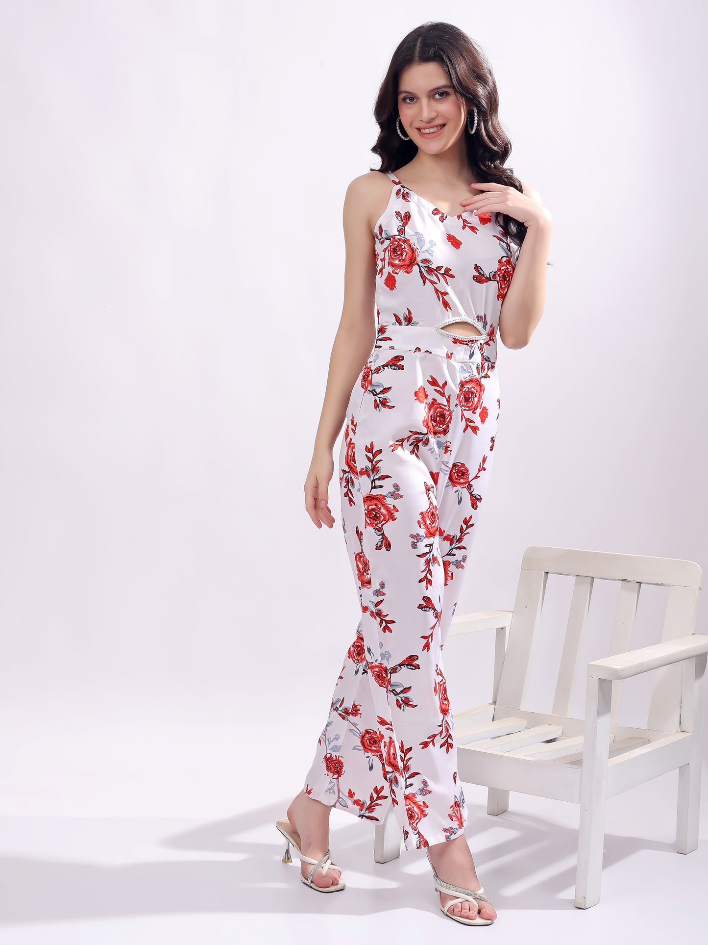 Women's Floral Print Sleeveless Jumpsuit