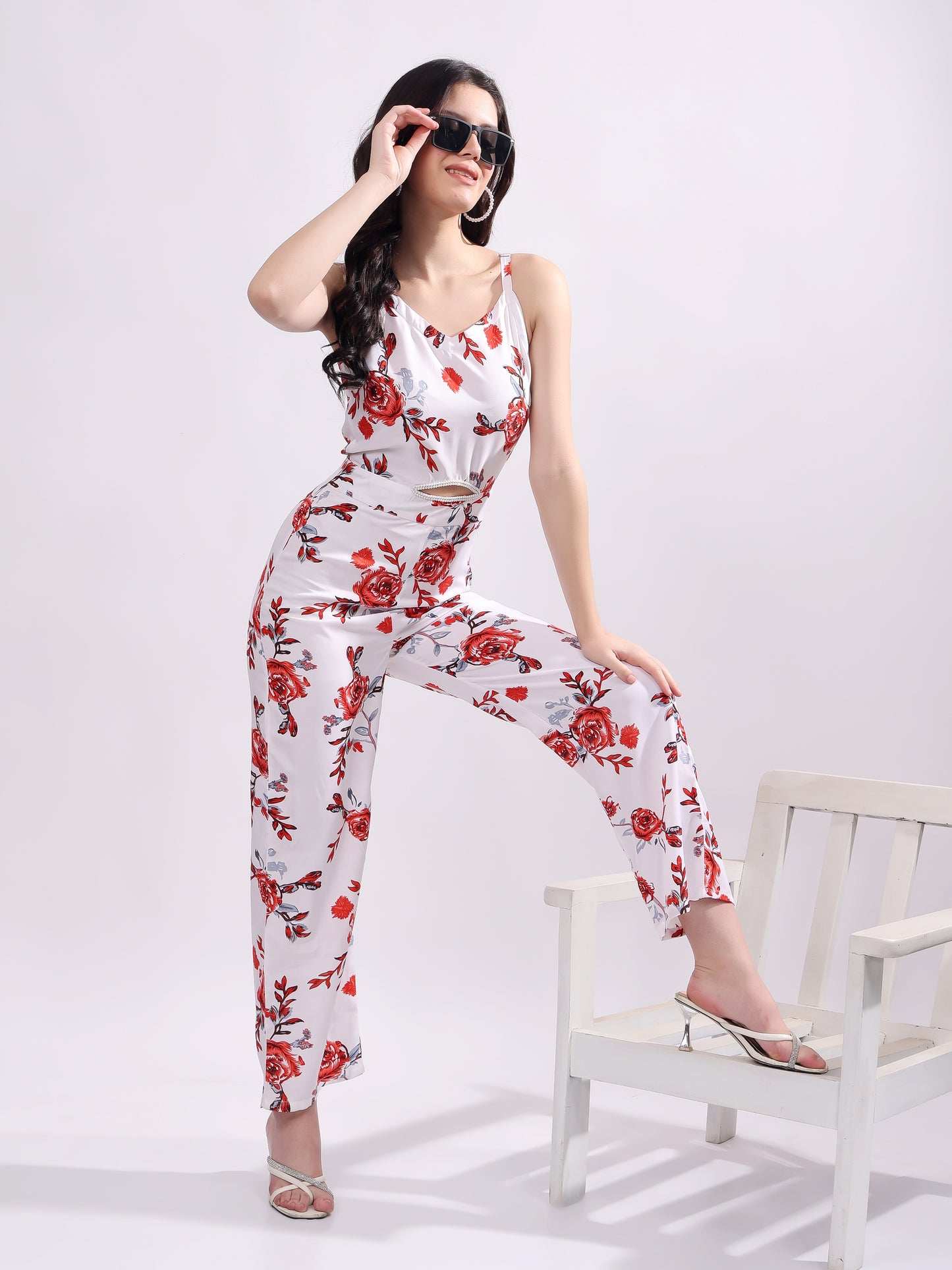 Women's Floral Print Sleeveless Jumpsuit