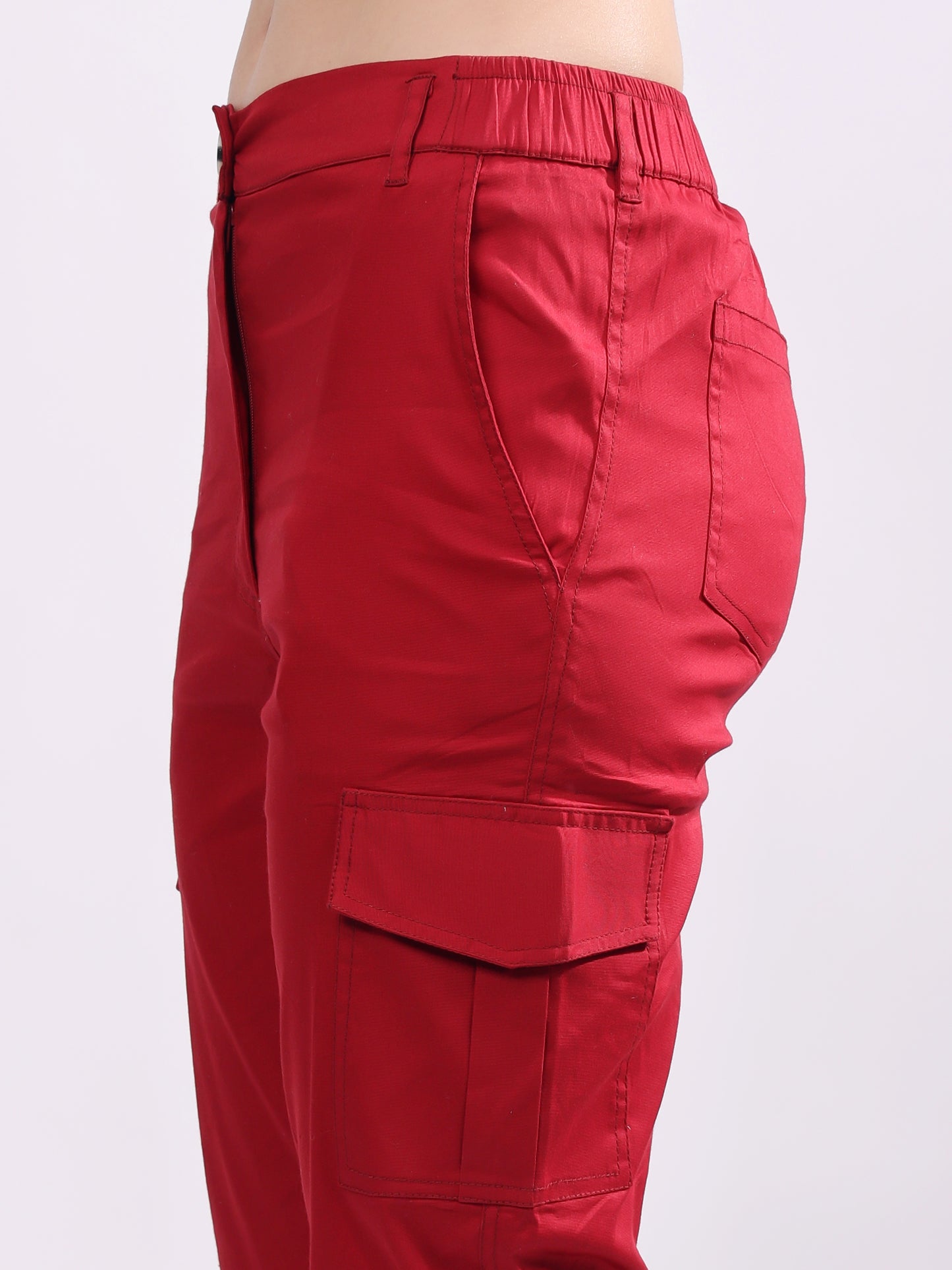 Women Pure Cotton Mid-Rise Cargo Joggers
