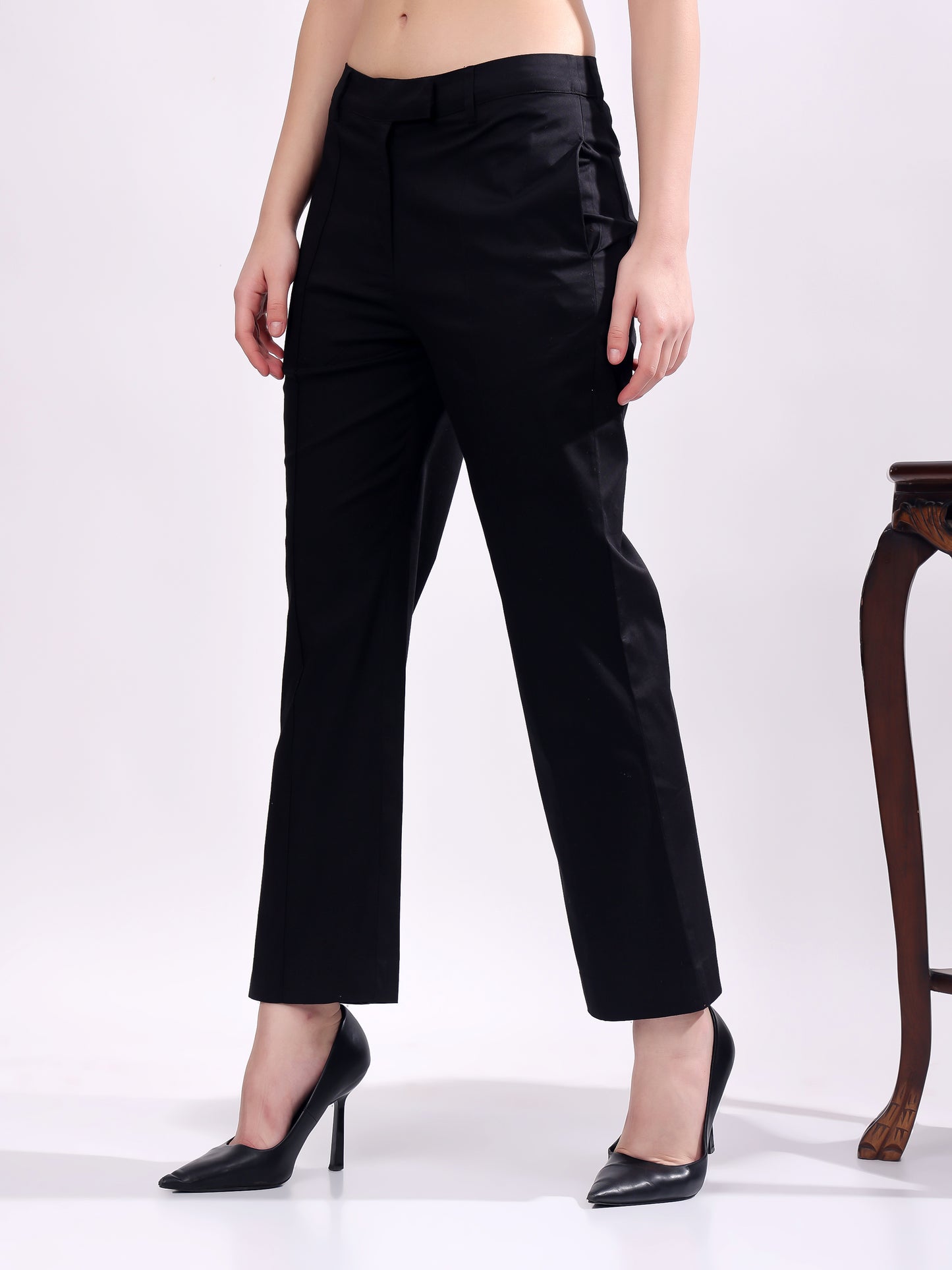 Women Pure Cotton Mid Rise Formal Pant
