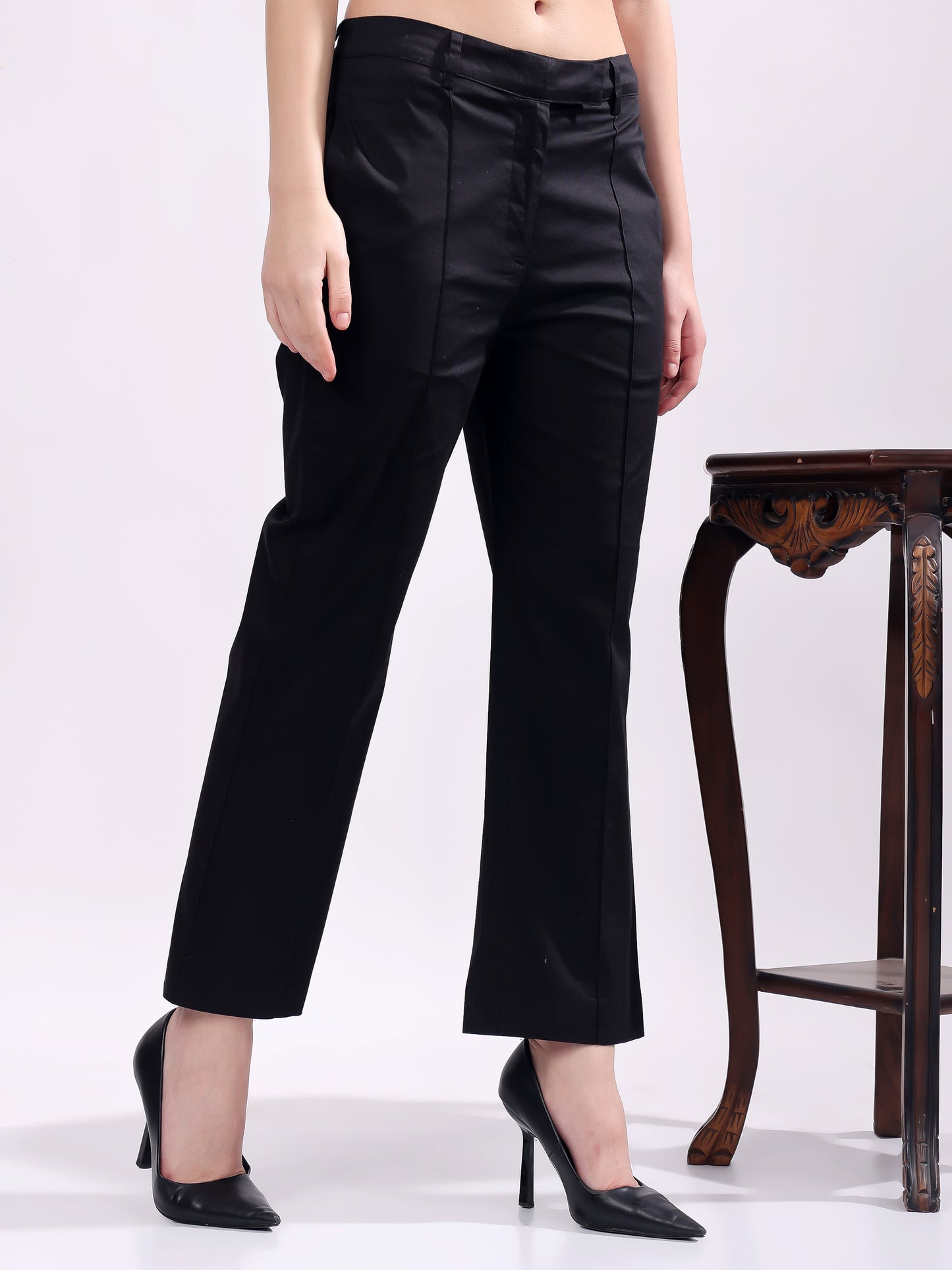 Women Pure Cotton Mid Rise Formal Pant