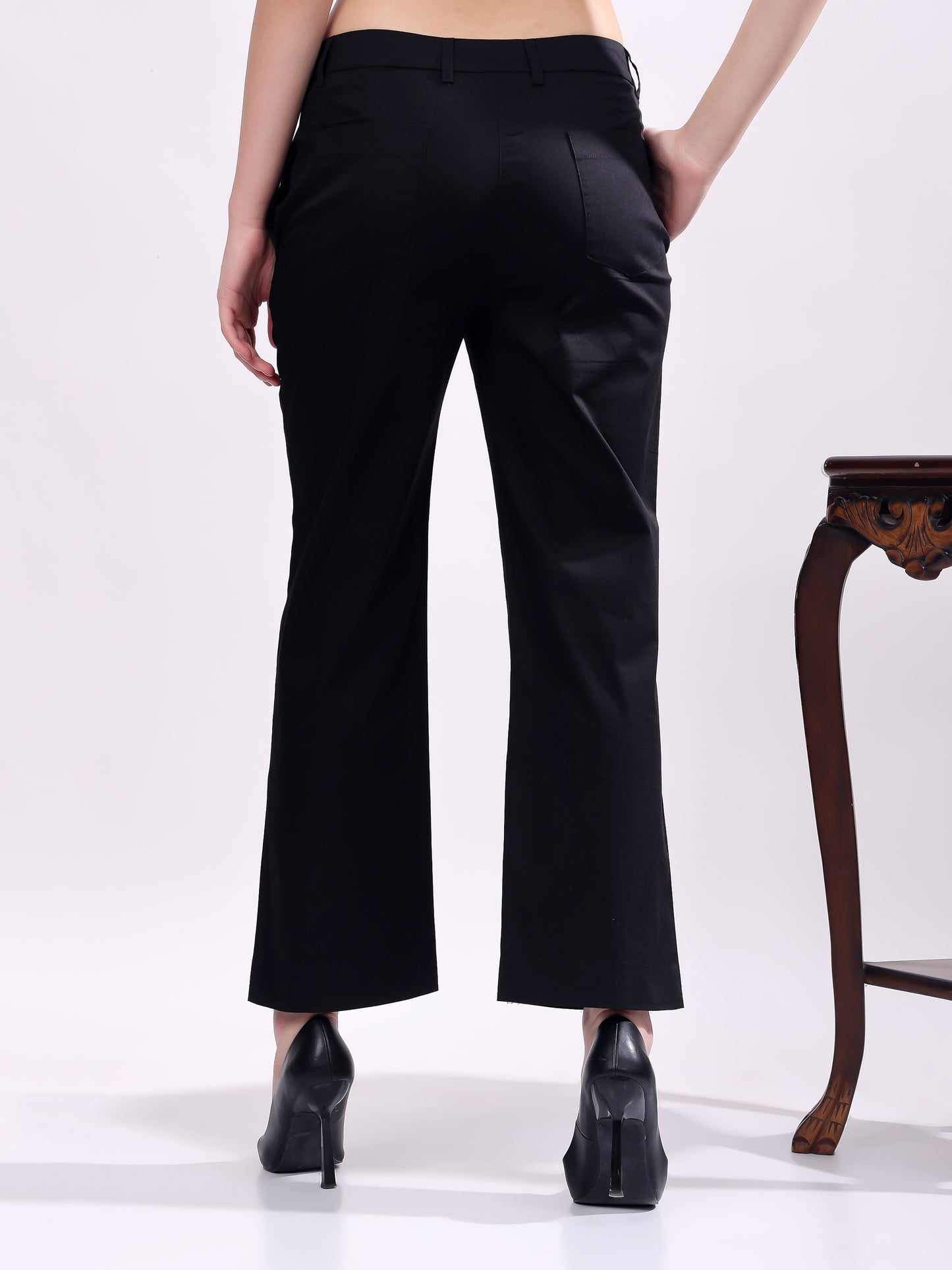 Women Pure Cotton Mid Rise Formal Pant