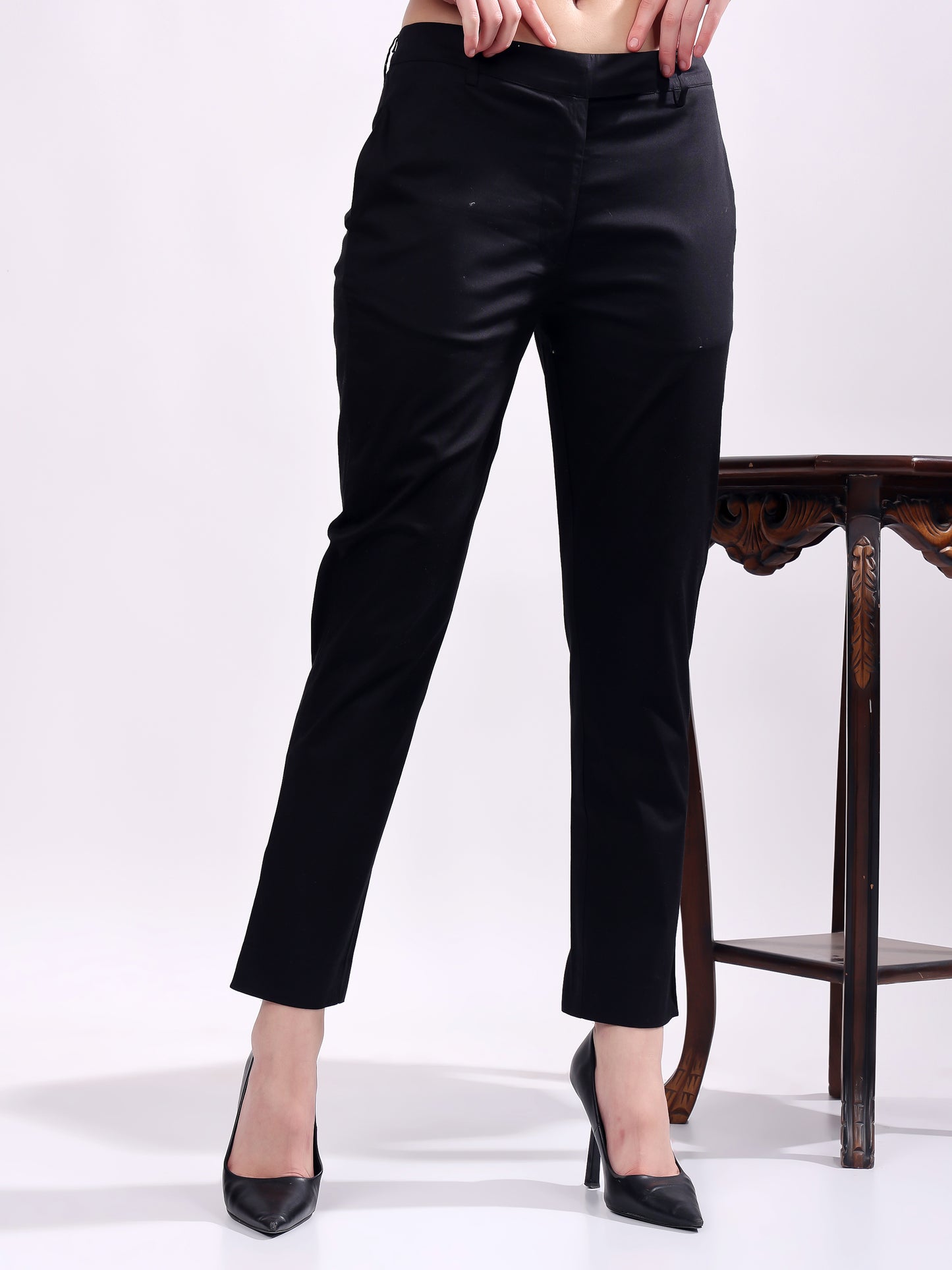 Women Pure Cotton Mid Rise Formal Pant