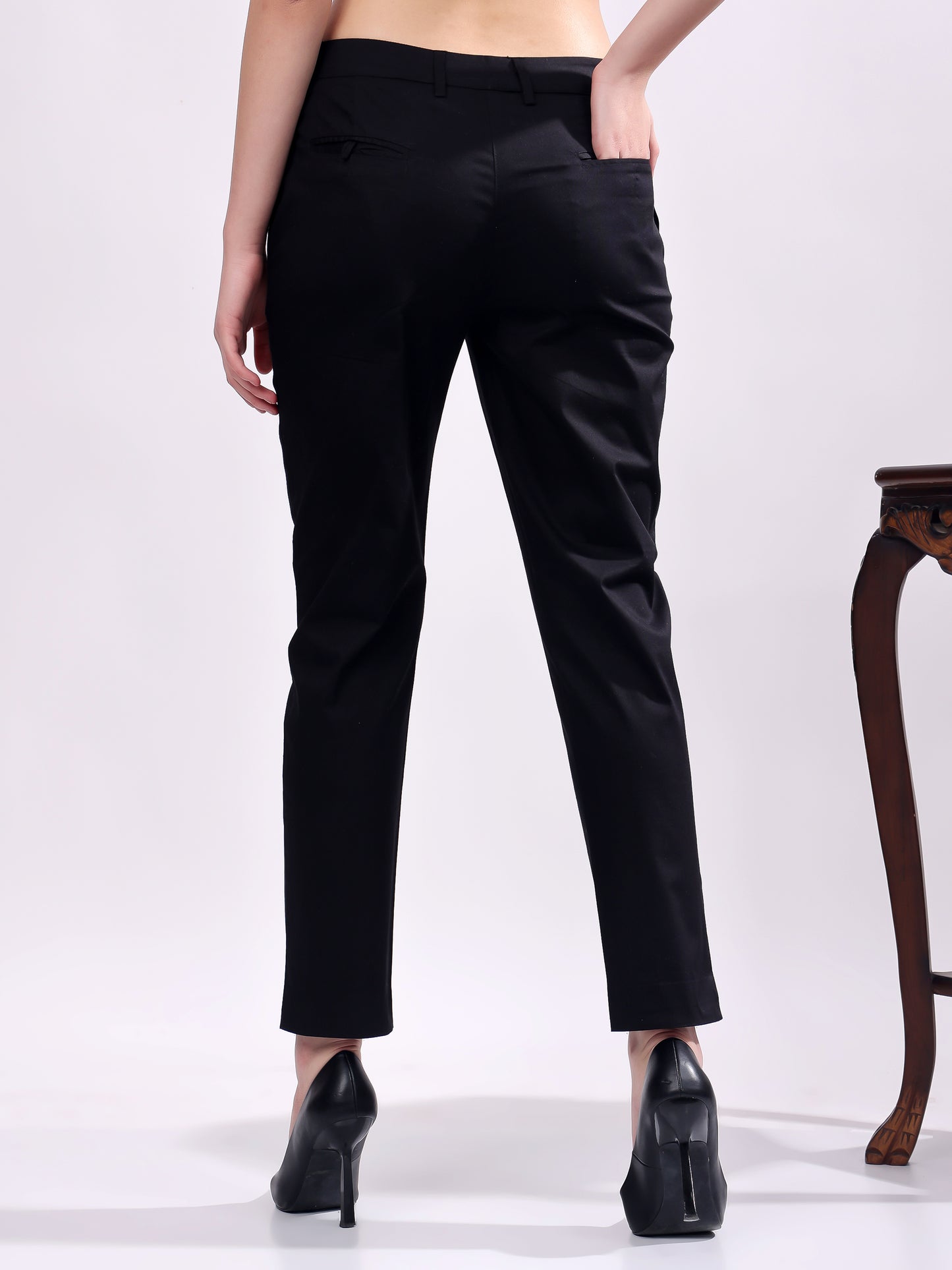 Women Pure Cotton Mid Rise Formal Pant