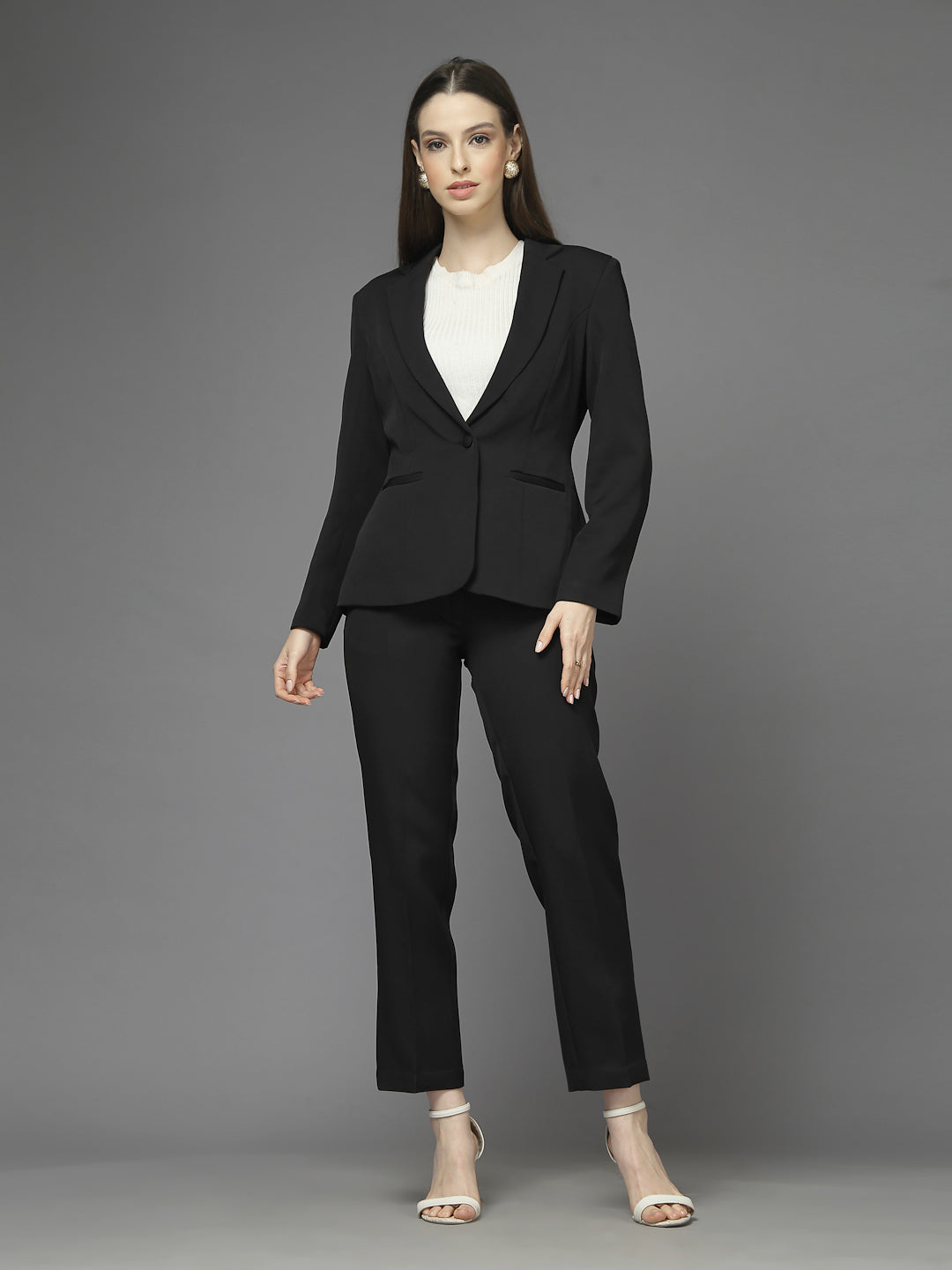Women Single-Breasted Two-Piece notched lapel Collar Formal Suit