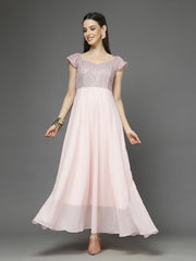 Zara Solid Sequin Fit & Flare Dress Sleeveless, Sweetheart Neck Strape Frill Pattern