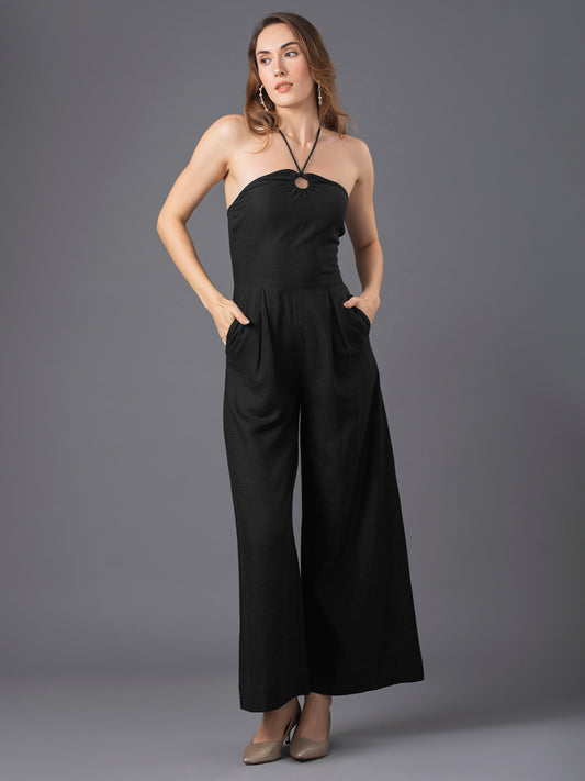 Aria Linen Jumpsuit - Black