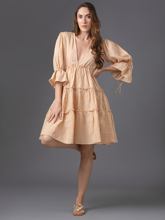 Emma Linen Mini Dress - Skin