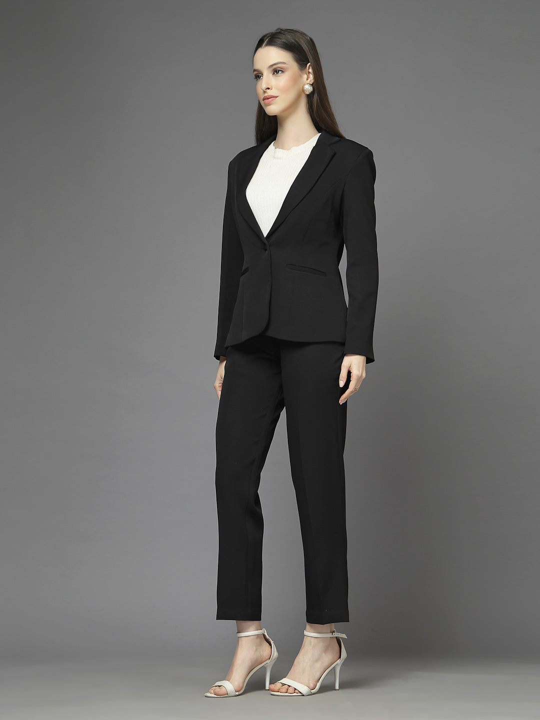 Women Single-Breasted Two-Piece notched lapel Collar Formal Suit