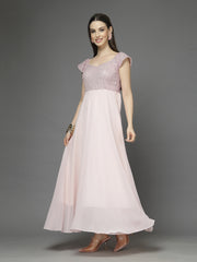 Zara Solid Sequin Fit & Flare Dress Sleeveless, Sweetheart Neck Strape Frill Pattern