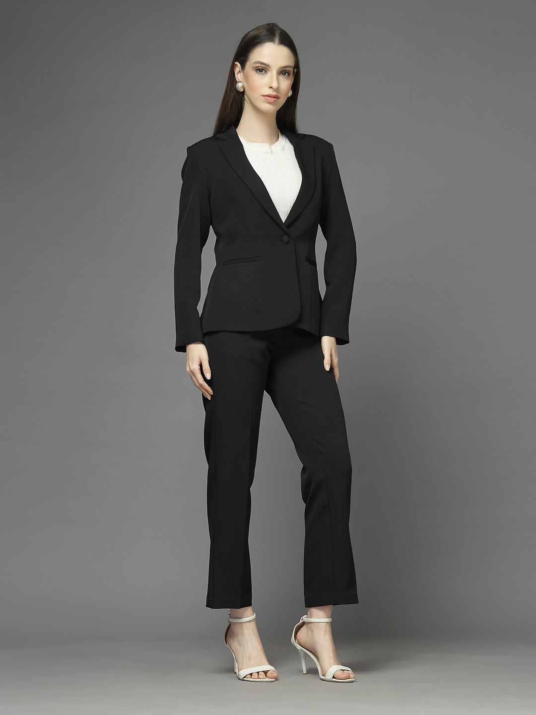 Women Single-Breasted Two-Piece notched lapel Collar Formal Suit