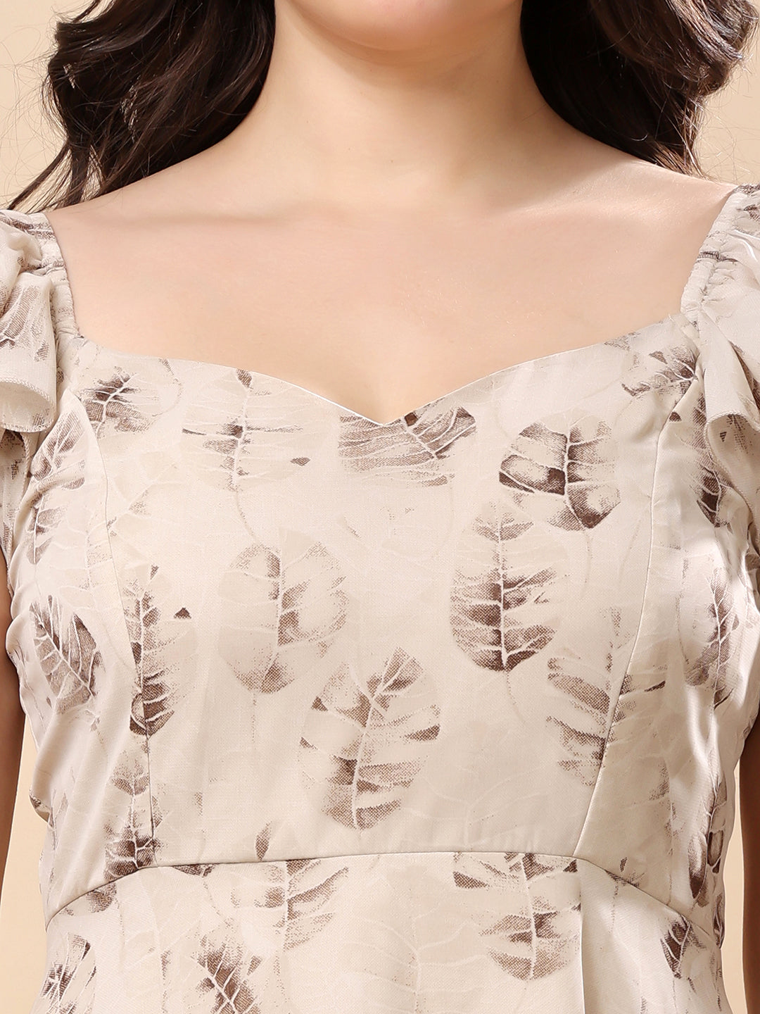 Georgette Printed Long Dress Sleeveless, V Neck Strape Frill Pattern