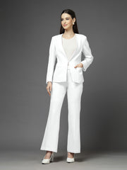 Women Solid Single-Breasted Two-Piece Suit