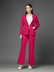 Women Solid Single-Breasted Two-Piece Suit