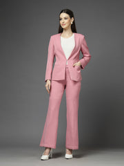 Women Solid Single-Breasted Two-Piece Suit