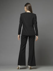 Women Solid Single-Breasted Two-Piece Suit