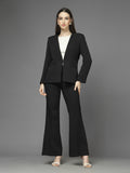 Women Solid Single-Breasted Two-Piece Suit