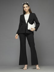 Women Solid Single-Breasted Two-Piece Suit