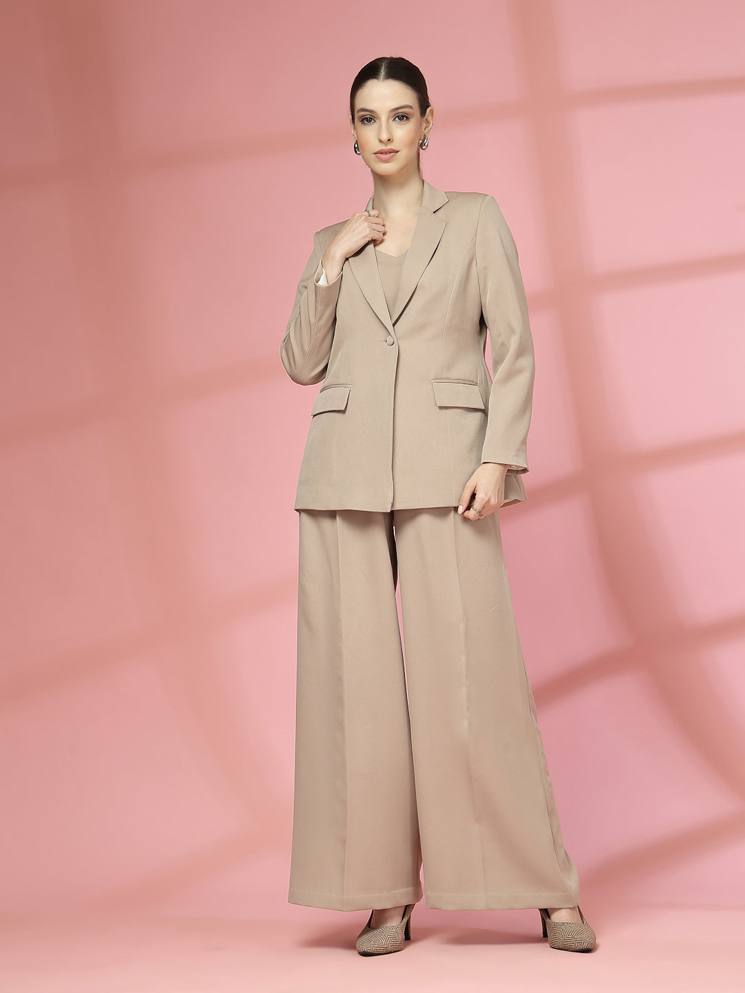 Women Solid Tailored-Fit Single-Breasted Three-Piece Suits