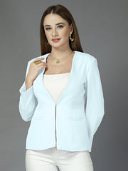 Women Solid Single-Breasted Shawl Collar Formal Blazer