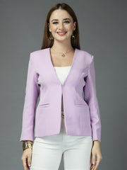 Women Solid Single-Breasted Shawl Collar Formal Blazer