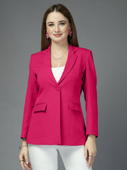 Women Solid Tailored-Fit Single-Breasted notched lapel Collar Formal Blazer