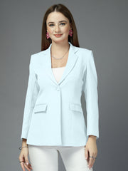 Women Solid Tailored-Fit Single-Breasted notched lapel Collar Formal Blazer