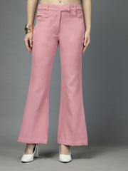 Women Solid Long Party Wear Pant High-Rise, Stretchable Pant