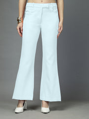 Women Solid Long Party Wear Pant High-Rise, Stretchable Pant