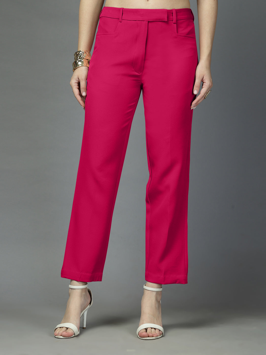 Women Solid Long Party Wear Pant, Stretchable Pant