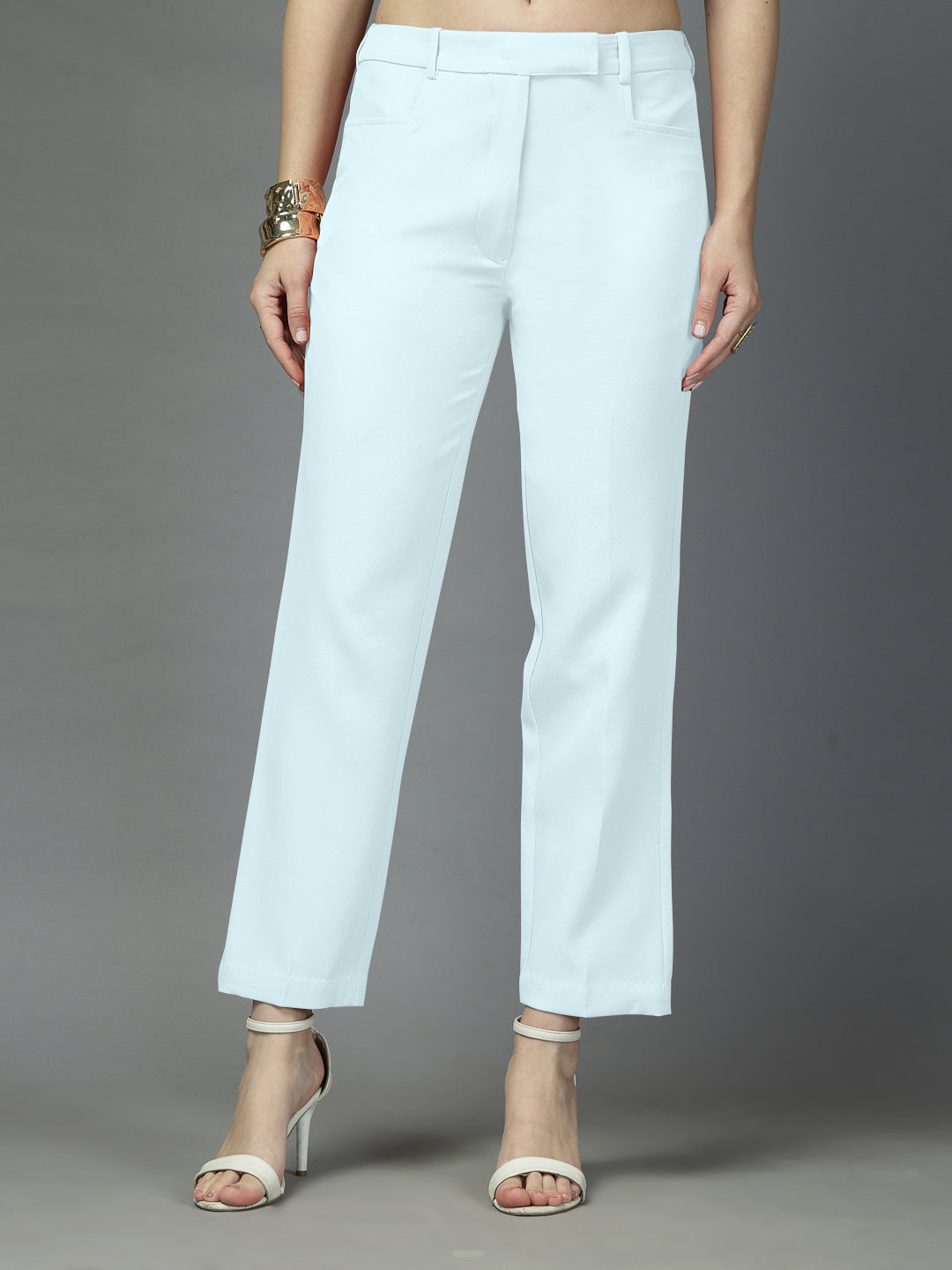 Women Solid Long Party Wear Pant, Stretchable Pant