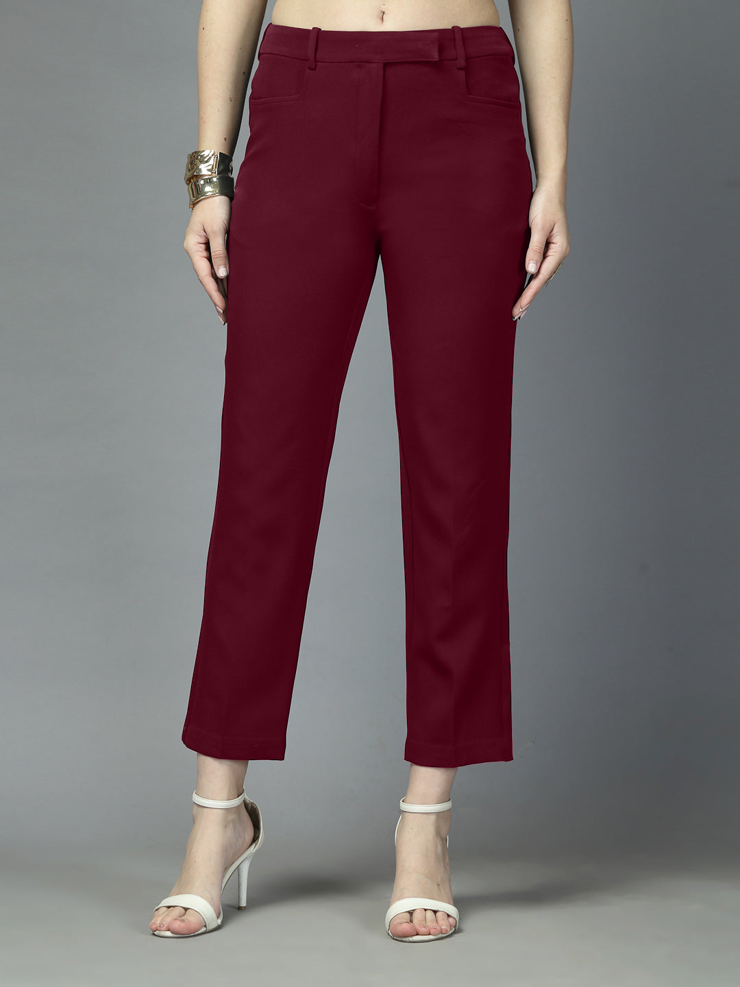 Women Solid Long Party Wear Pant, Stretchable Pant