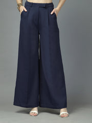 Women Solid Long Party Wear Pant High-Rise, Loose Fit Pant