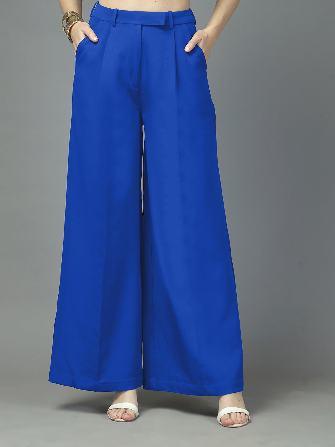 Women Solid Long Party Wear Pant High-Rise, Loose Fit Pant