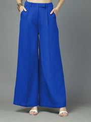 Women Solid Long Party Wear Pant High-Rise, Loose Fit Pant