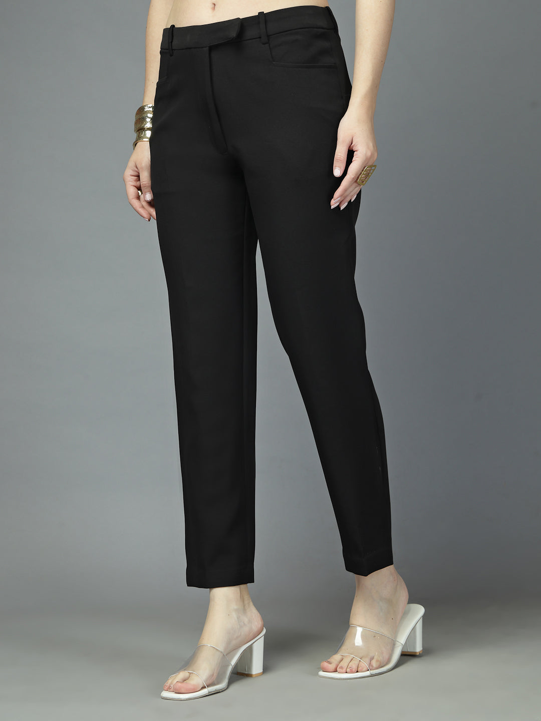 Women Solid Long Party Wear Pant, Stretchable Pant