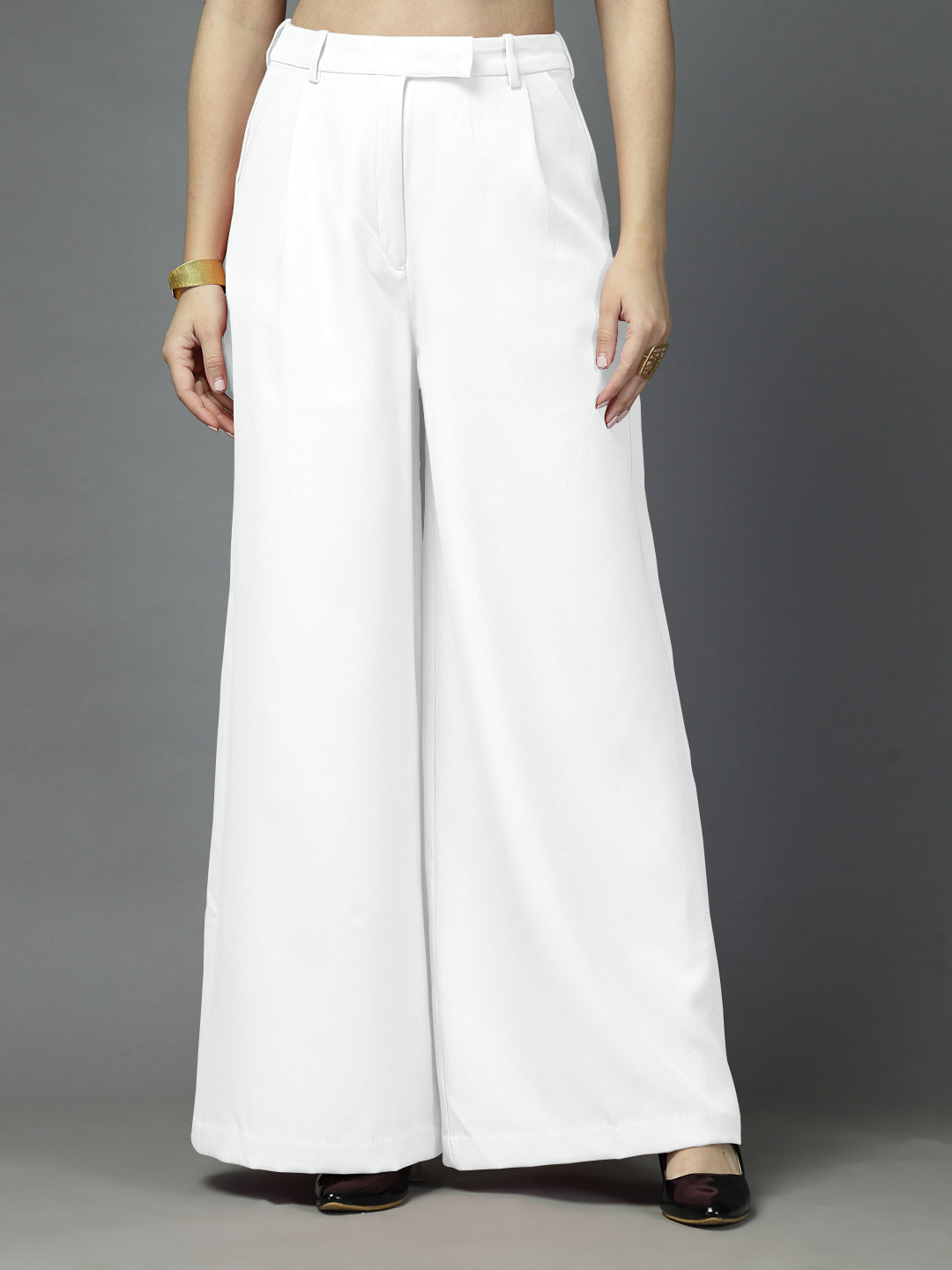 Women Solid Long Party Wear Pant High-Rise, Loose Fit Pant