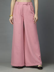 Women Solid Long Party Wear Pant High-Rise, Loose Fit Pant