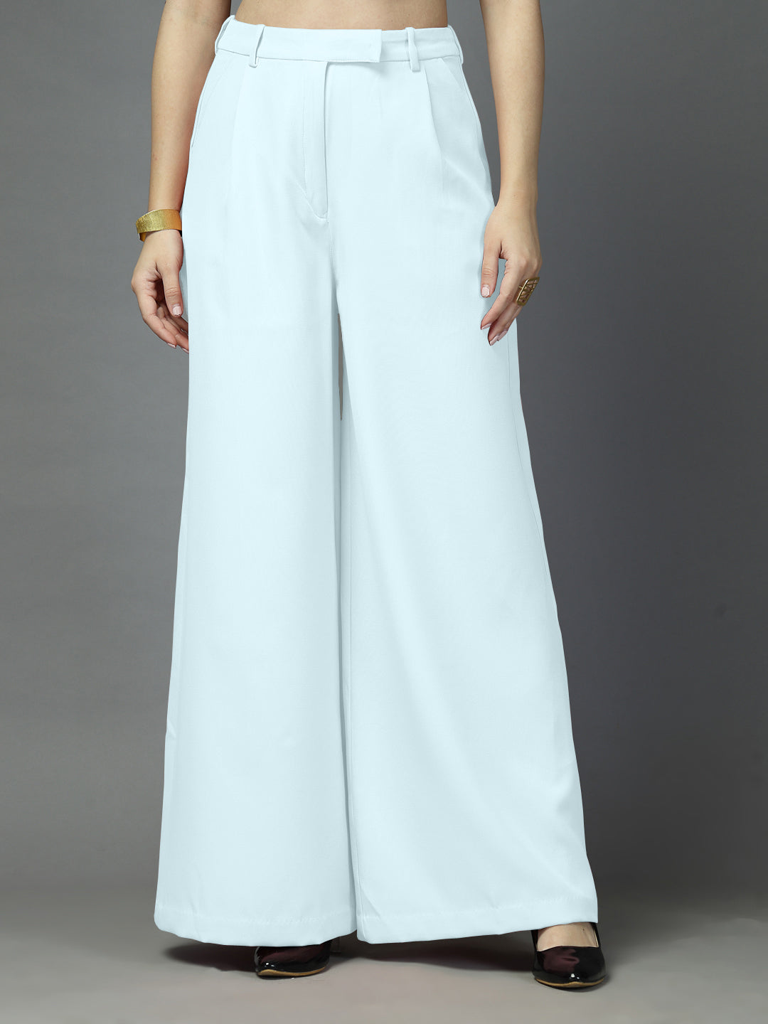 Women Solid Long Party Wear Pant High-Rise, Loose Fit Pant