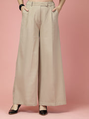 Women Solid Long Party Wear Pant High-Rise, Loose Fit Pant